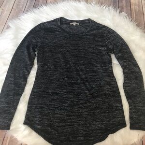Joan Vass marled Gray Long sleeve stretch top